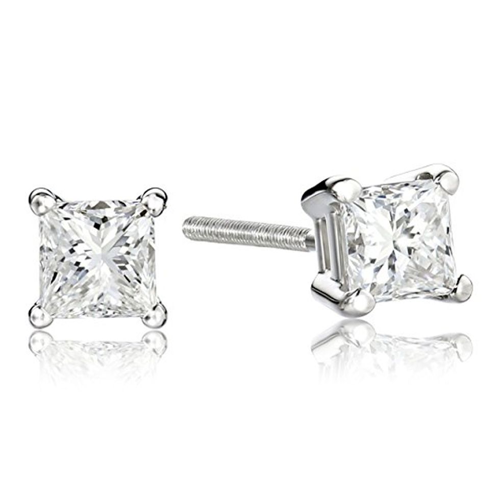 Platinum Princess Diamond Stud Earrings (1 carat) 