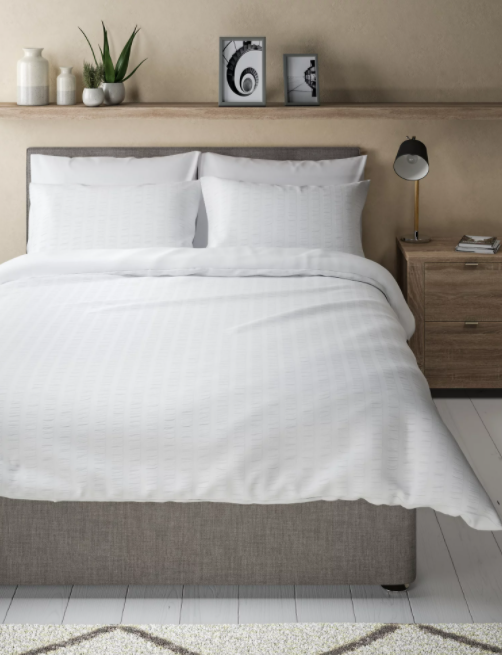 Wide Stripe Seersucker Bedding Set- From £29.50