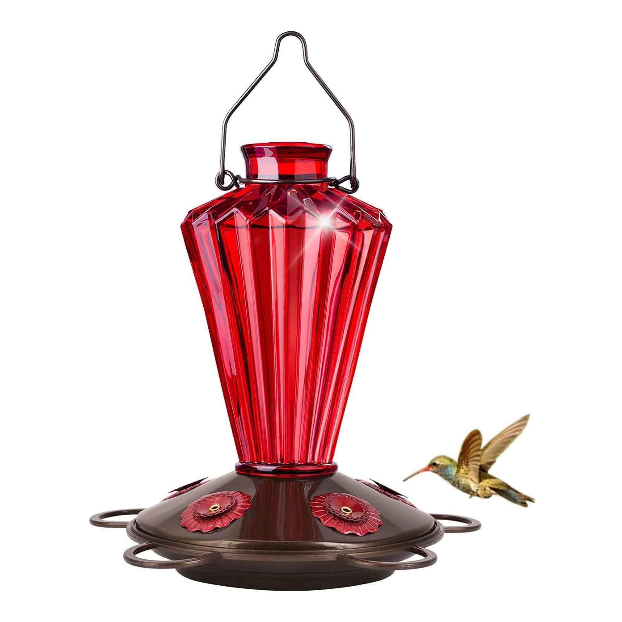 25 Ounces Retro Edison Bulb Bottle Red BOLITE 18001-D Hummingbird Feeder Glass Wild Hummingbird Feeders for Outdoors