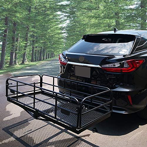Hitch Mounted Cargo Carrier Luggage Basket Trailer Receiver Rack Truck SUV Car 