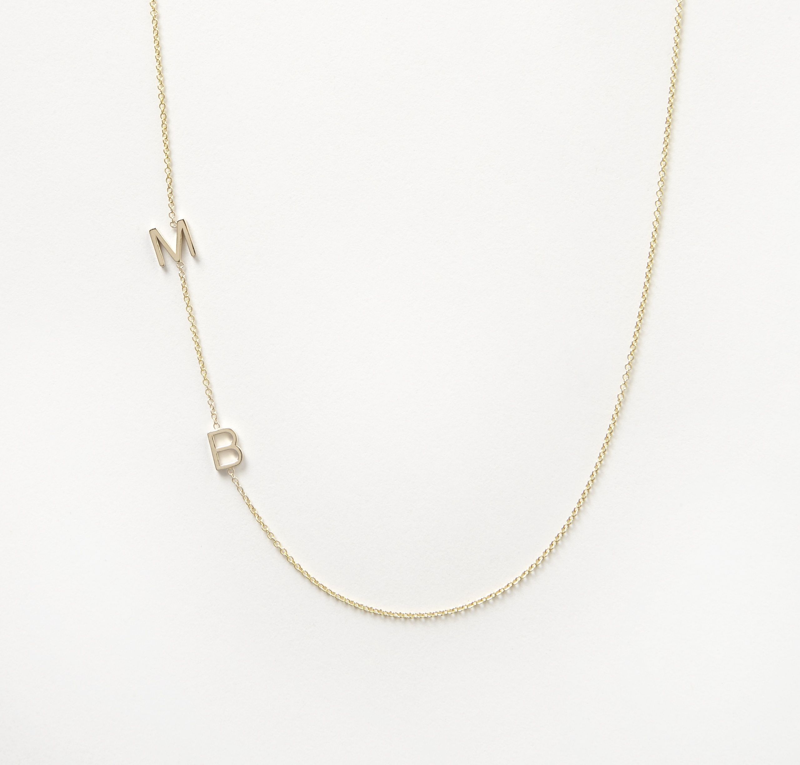 14K Gold Two Letter Necklace