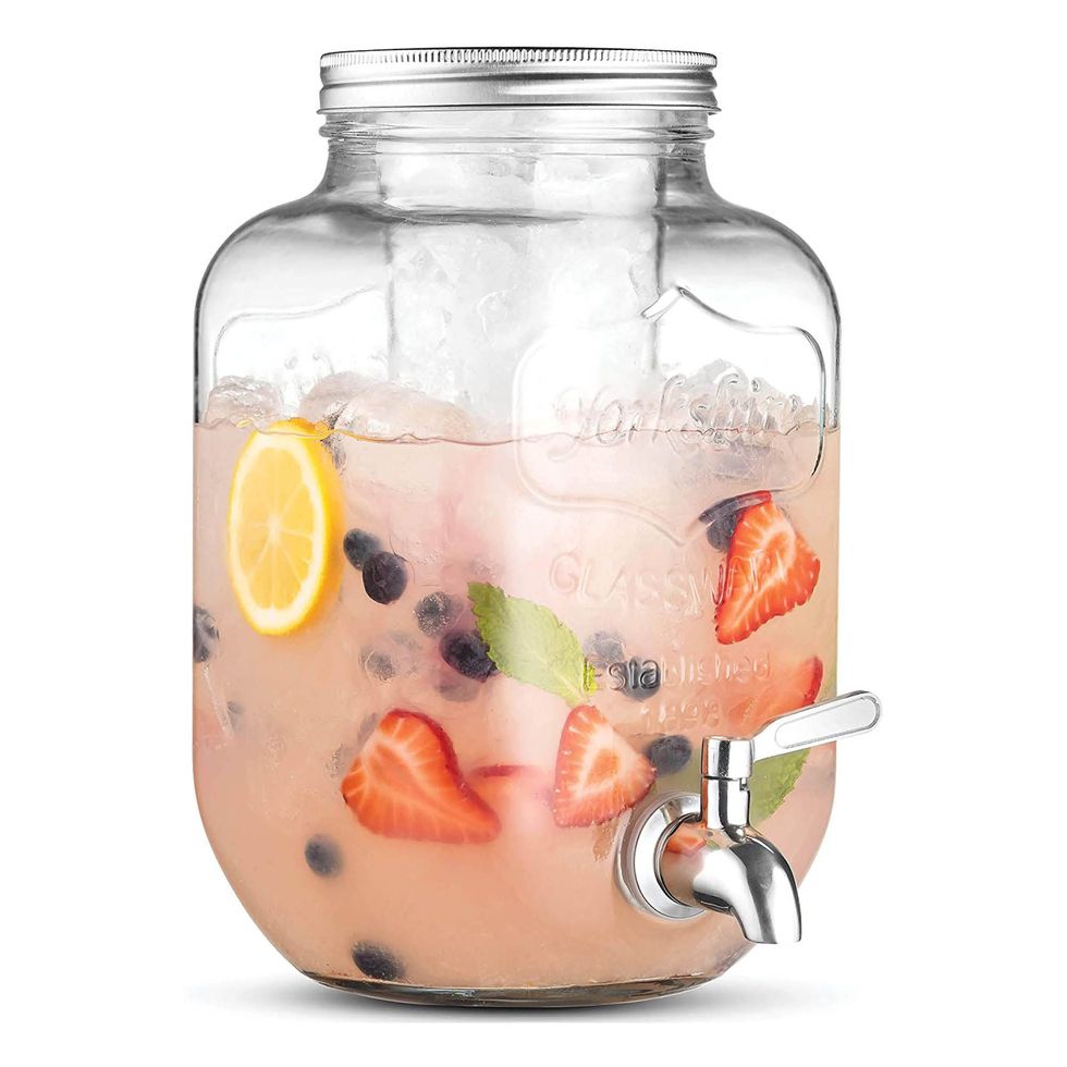 Glass Drink Dispenser with Spigot, Ice Infuser, & Fruit Infuser