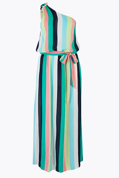 Striped One Shoulder Maxi Beach Dress, M&S, £28