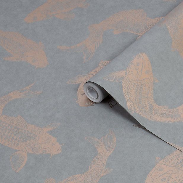 Boutique Grey Pisces Metallic Wallpaper