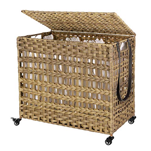 Handwoven Laundry Hamper With Casters