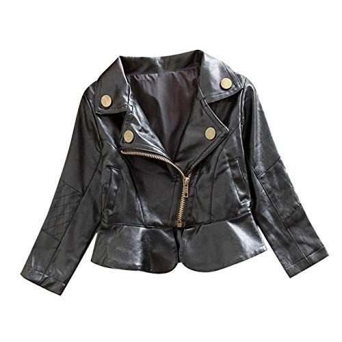 Girl's Short Black Leather Jacket 