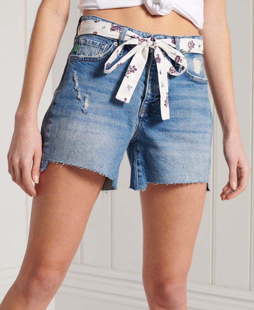 frame paperbag denim shorts