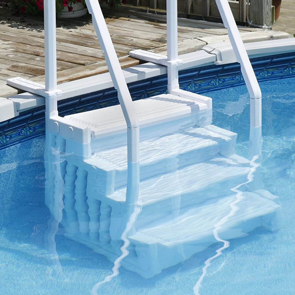 Confer 56-in Plastic Pool Deck Ladder with Hand Rail in the Above