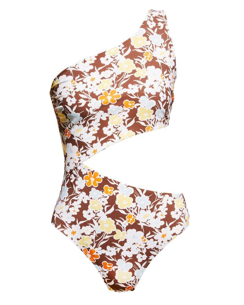 Floral One-Shoulder Cutout One-Piece Swimsuit