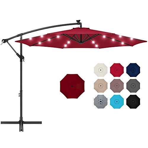 Solar-Powered LED Cantilever Umbrella