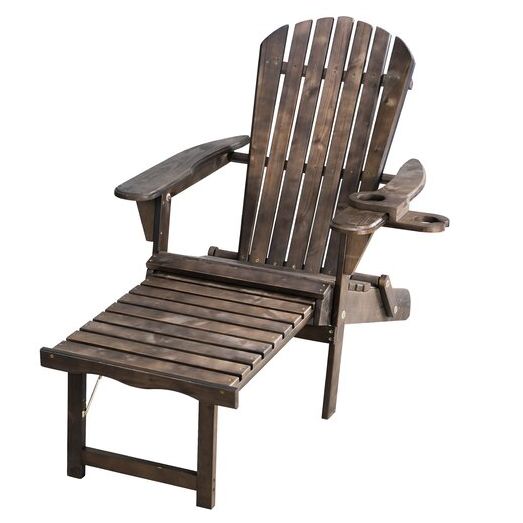 Brown Yarnell Solid Wood Folding Adirondack Chair