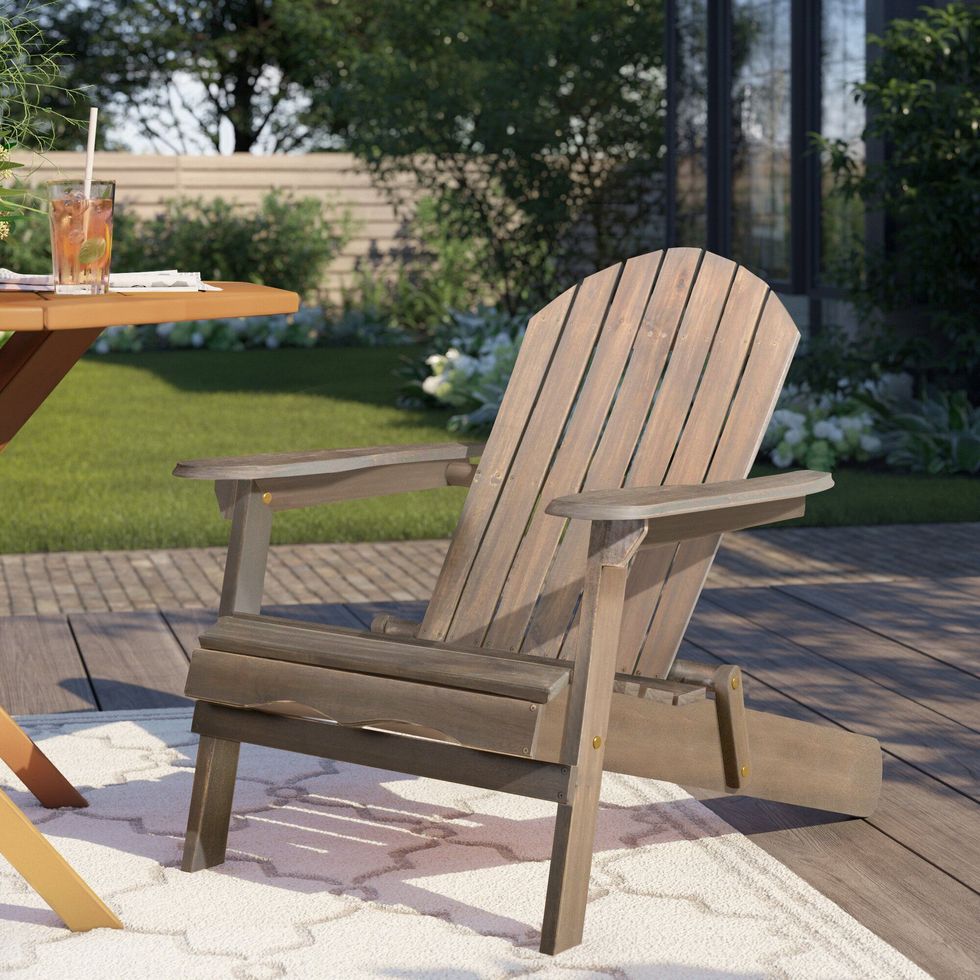 Solid Wood Folding Adirondack Chairs, Set of 2