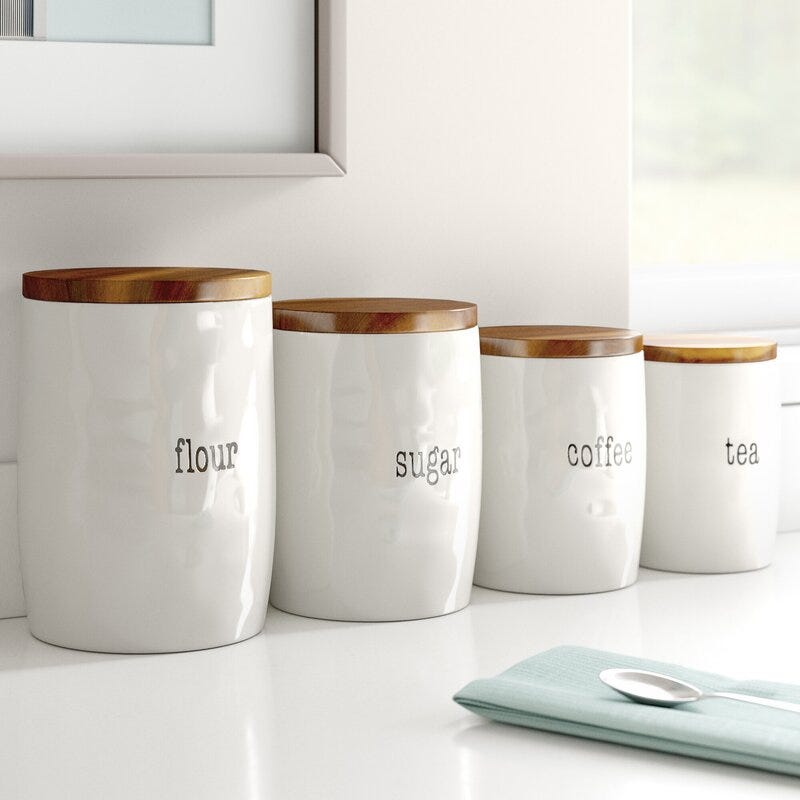 4 Piece Kitchen Canister Set Rebrilliant Color: Rose Gold