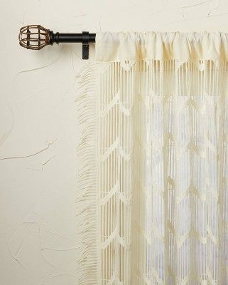 All Over Zigzag Macrame Sheer Curtain Panel Cream - Opalhouse™ designed with Jungalow™