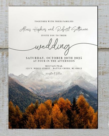 Fall Mountain Wedding Invitation