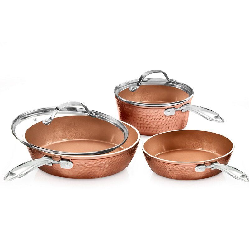 Hammered Copper 5-Piece Cookware Set
