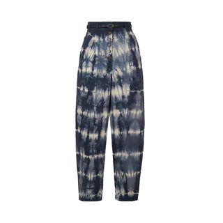 Apollo belted tie-dyed high-rise tapered jeans