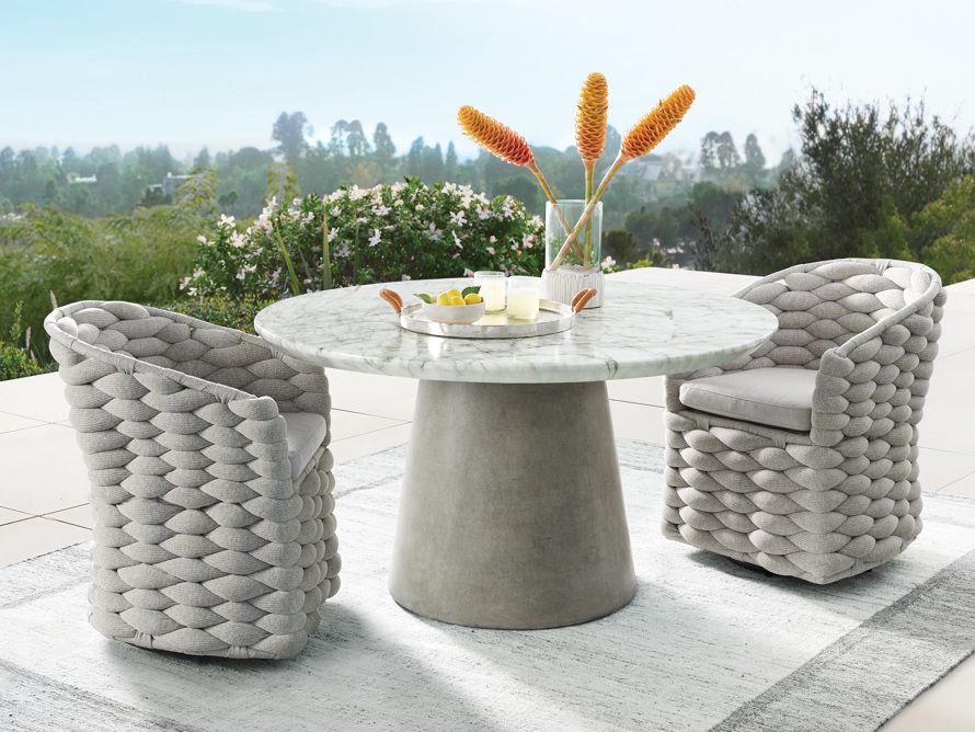 round modern outdoor dining table