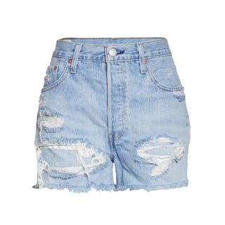 501 High Waist Ripped Cutoff Denim Shorts