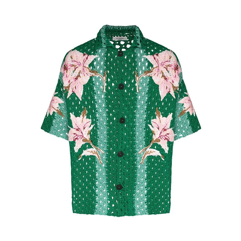 Floral Crochet Camp Shirt