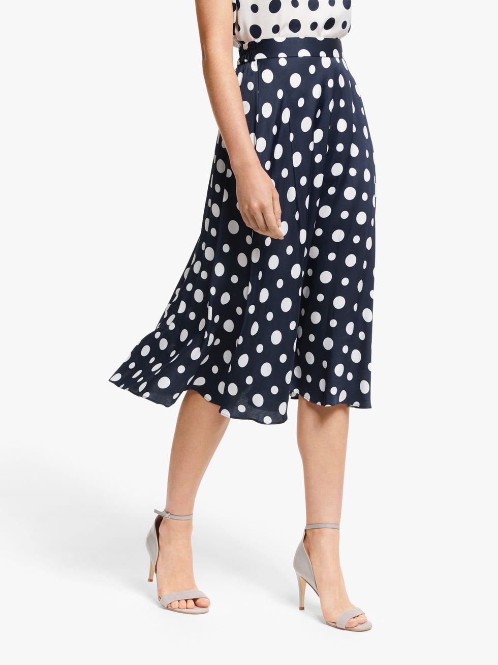 Winser London Satin Polka Dot Skirt, Emerald/Black