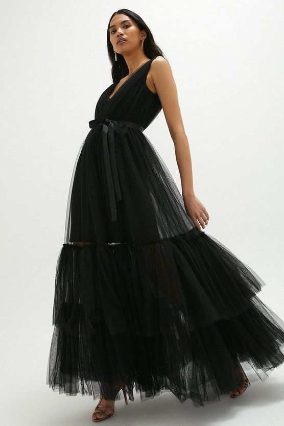 Tulle Belted Maxi Dress