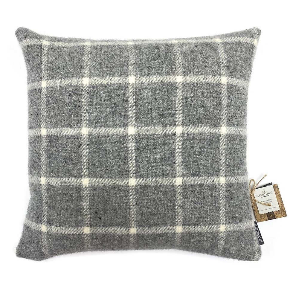 Country Living Wool Check Cushion Grey