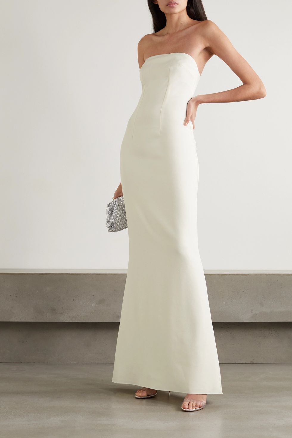 Strapless crepe gown