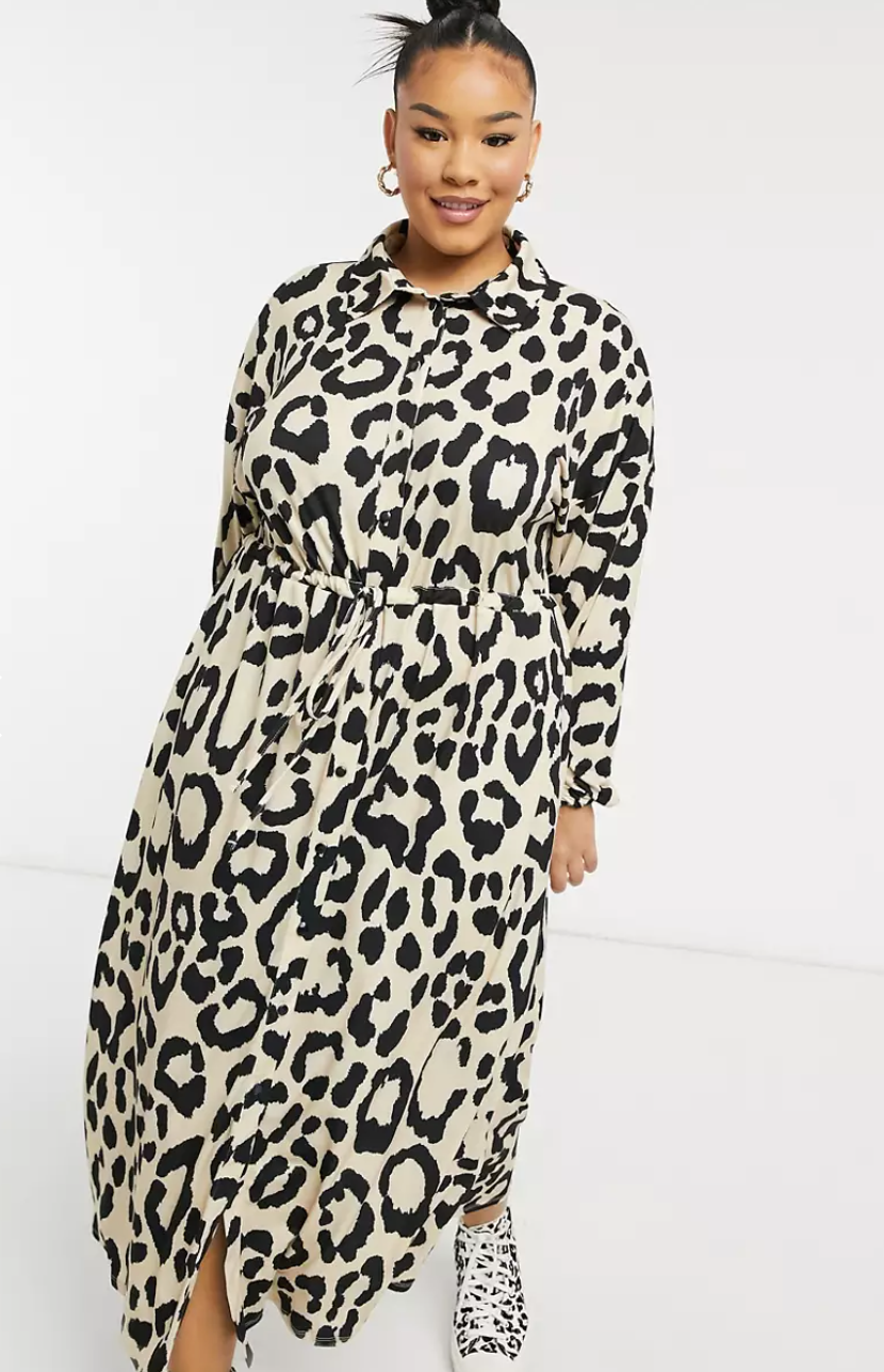 Midi Shirt Dress in Leopard 