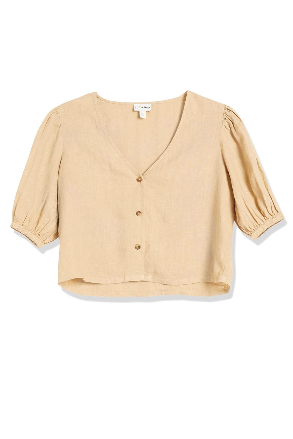 Priya Puff-Sleeve Cropped Linen Shirt