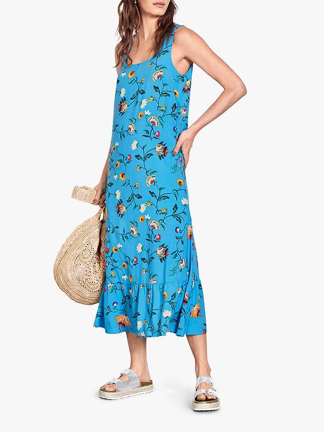 hush Avner Floral Print Midi Dress, Blue/Multi