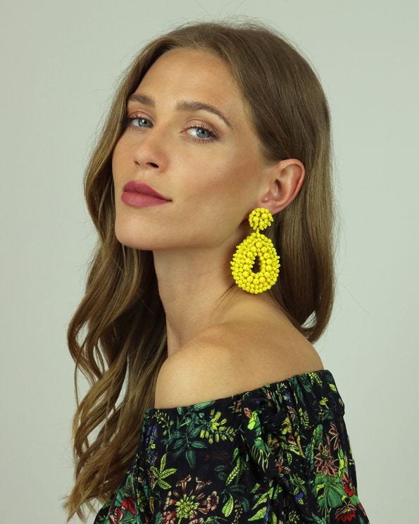 Yellow Beaded Earrings