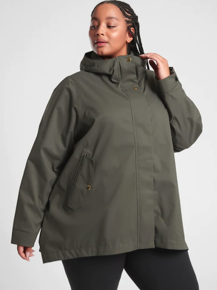 WUAI-Women Plus Size Raincoat Waterproof Trench Coat Outdoor Hooded Light Rain Jacket Packable Windbreaker S-5XL