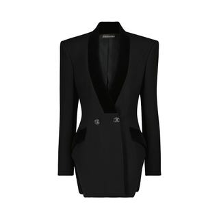 Velvet-Trimmed Blazer