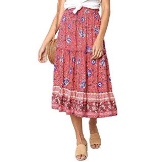 Bohemian Floral Printed Maxi Skirt 