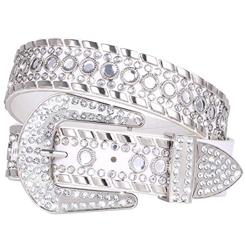 Rhinestone Studded Leather Belt