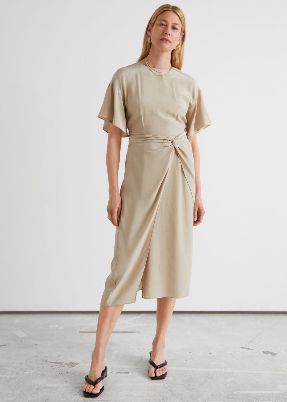 Asymmetric Twist Detail Midi Dress, Other Stories, £45 (On Sale)