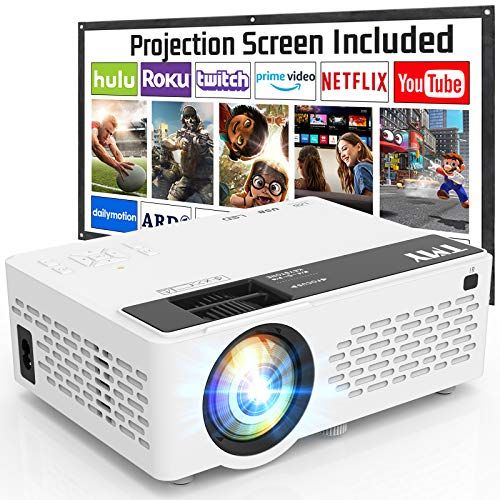 Projector 7500 Lumens with 100" Projector Screen, 1080P Full HD