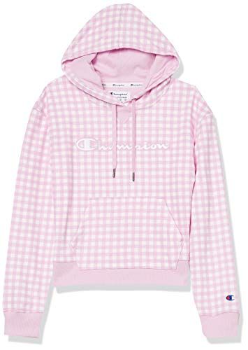 Champion Women's Campus French Terry Hoodie, Gingham/Ice Cake, X Small