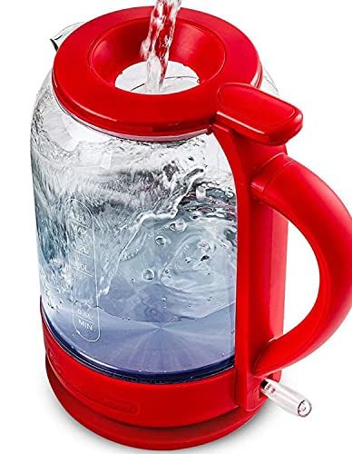 OVENTE Illuminated 6.5-Cup Red Electric Kettle with Filter, Fast