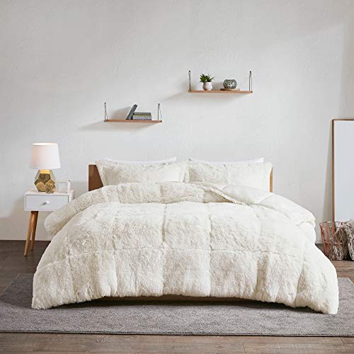 Ivory Faux Fur Comforter Set