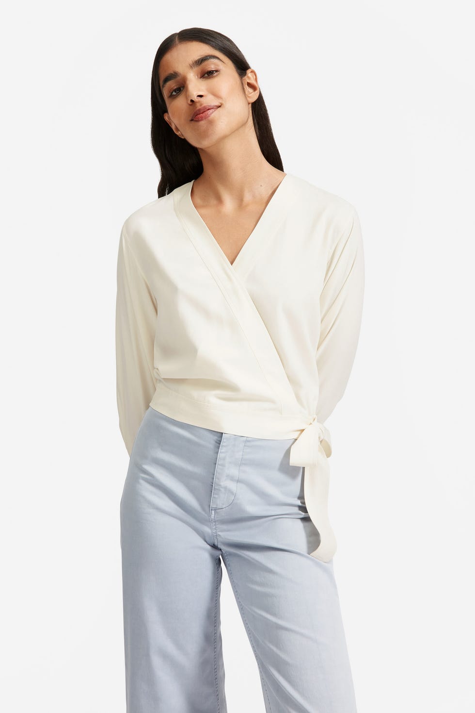 The Washable Silk Wrap Top