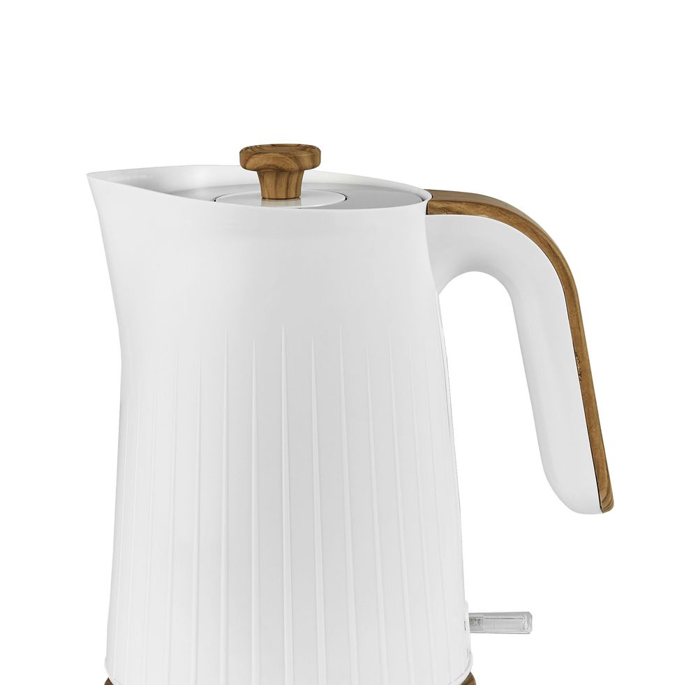 George White And Wood Textured Scandi Fast Boil Kettle 1.7L