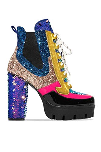 NELL CHUNKY BLOCK HIGH HEEL PLATFORM LACE UP BOOTS
