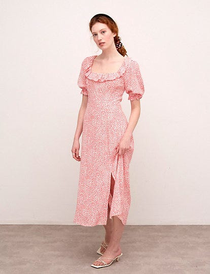 Nobody's Child Animal Print Square Neck Midaxi Tea Dress
