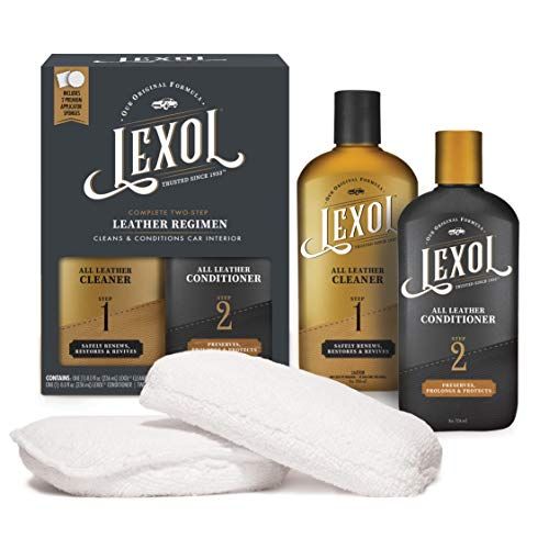 Lexol Conditioner Cleaner Kit, Use on Car Leather, Furniture, Shoes, Bags, and Accessories, Quick & Easy Step Regimen, 8 oz Bottles, Includes Two Application Sponges