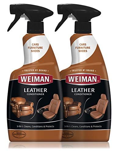Weiman Leather Cleaner and Conditioner - 22 Ounce (2 Pack) - Non-Toxic Restores Leather Surfaces - Ultra Violet Protectants Help Prevent Cracking or Fading of Leather Furniture, Car Seats, Shoes