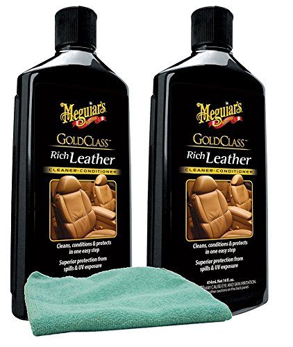 Meguiar's Gold Class Rich Leather Cleaner & Conditioner (14 oz.) Bundle with Microfiber Cloth (3 Items)