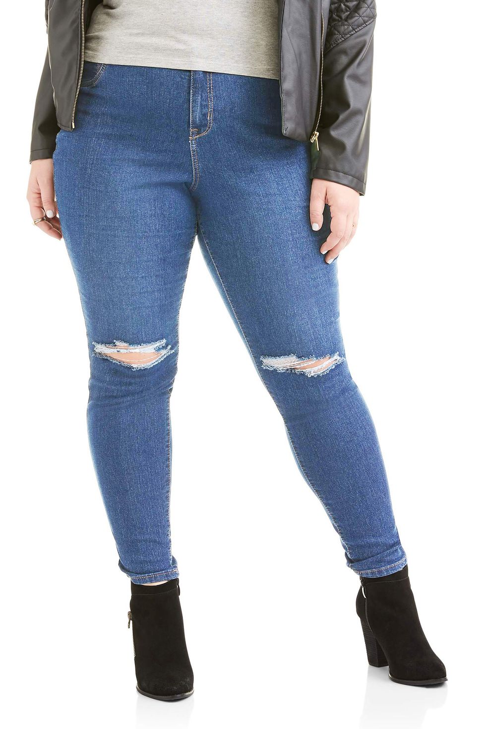 A3 Denim Plus-Size Destructed Skinny Jeans