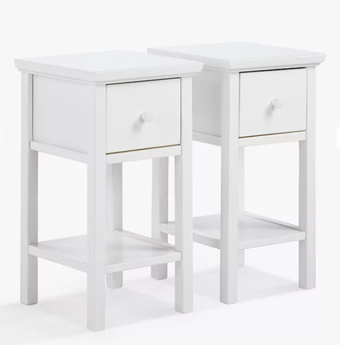 Narrow Bedside Table With Drawers White